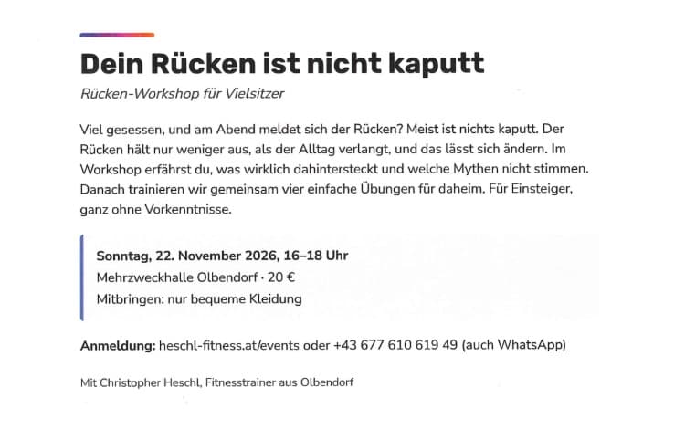 Back Workshop with Christopher Heschl