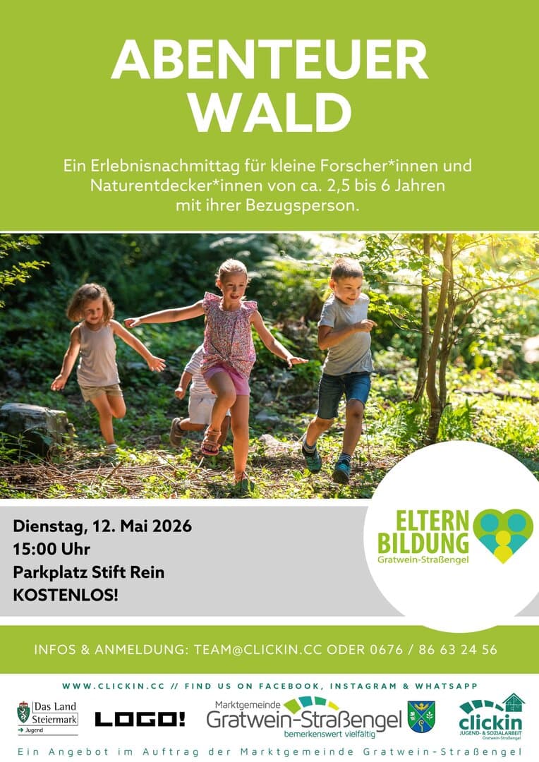 12 Mai Elternbildung: Abenteuer Wald Ein Erlebnisnachmittag für kleine Forscher*innen und Naturentdecker*innen von…