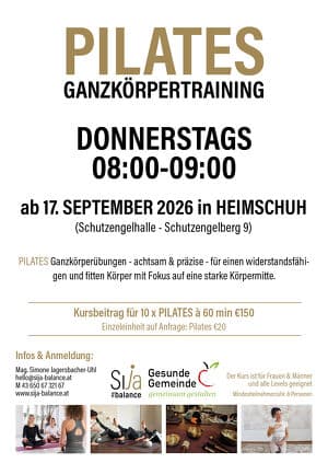 PILATES Ganzkörpertraining donnerstags ab 17. September 2026 in HEIMSCHUH