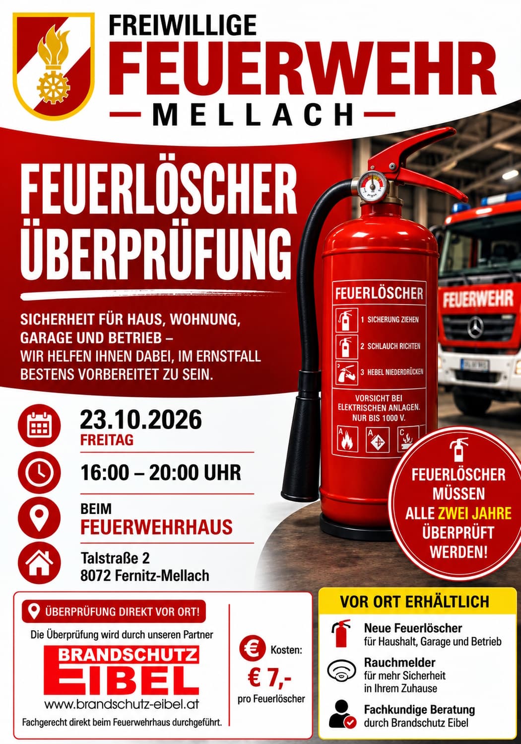 Feuerlöscher-Überprüfung bei der Feuerwehr Mellach
