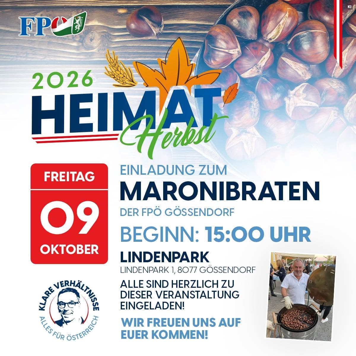 Maronibraten der FPÖ Gössendorf im Lindenpark
