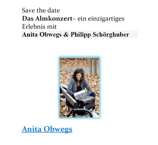 Almkonzert - Erlebnis mit Anita Obwegs & Philipp Schörghuber