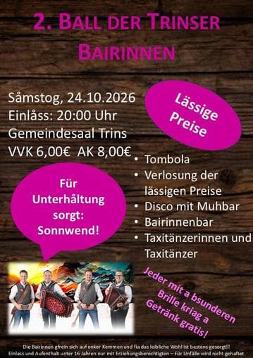 2. Ball der Trinser Bairinnen (Bäurinnen)