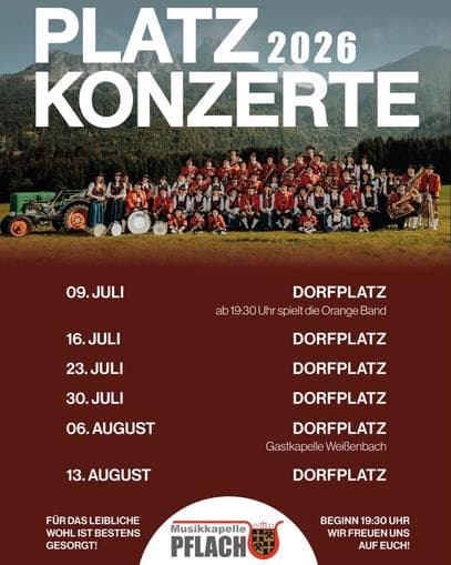 Platzkonzert der Musikkapelle Pflach in Weißenbach