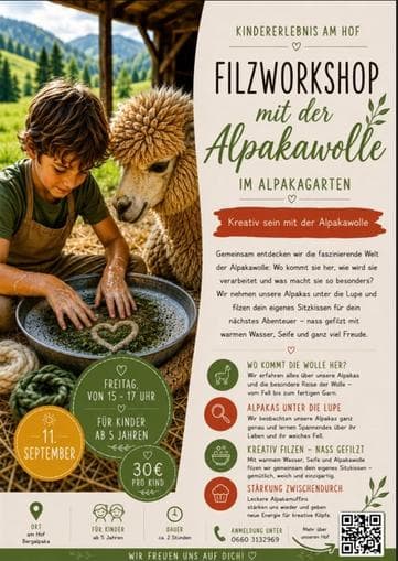 Kindererlebnis im Alpakagarten - Filzworkshop