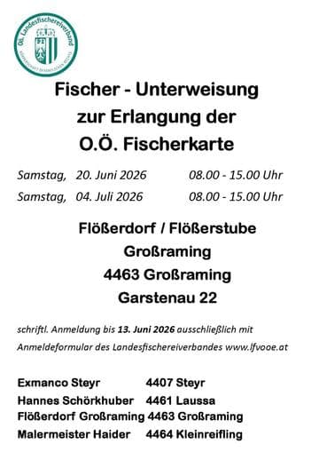 Fischer - Unterweisung zur Erlangung der O.Ö. Fischerkarte