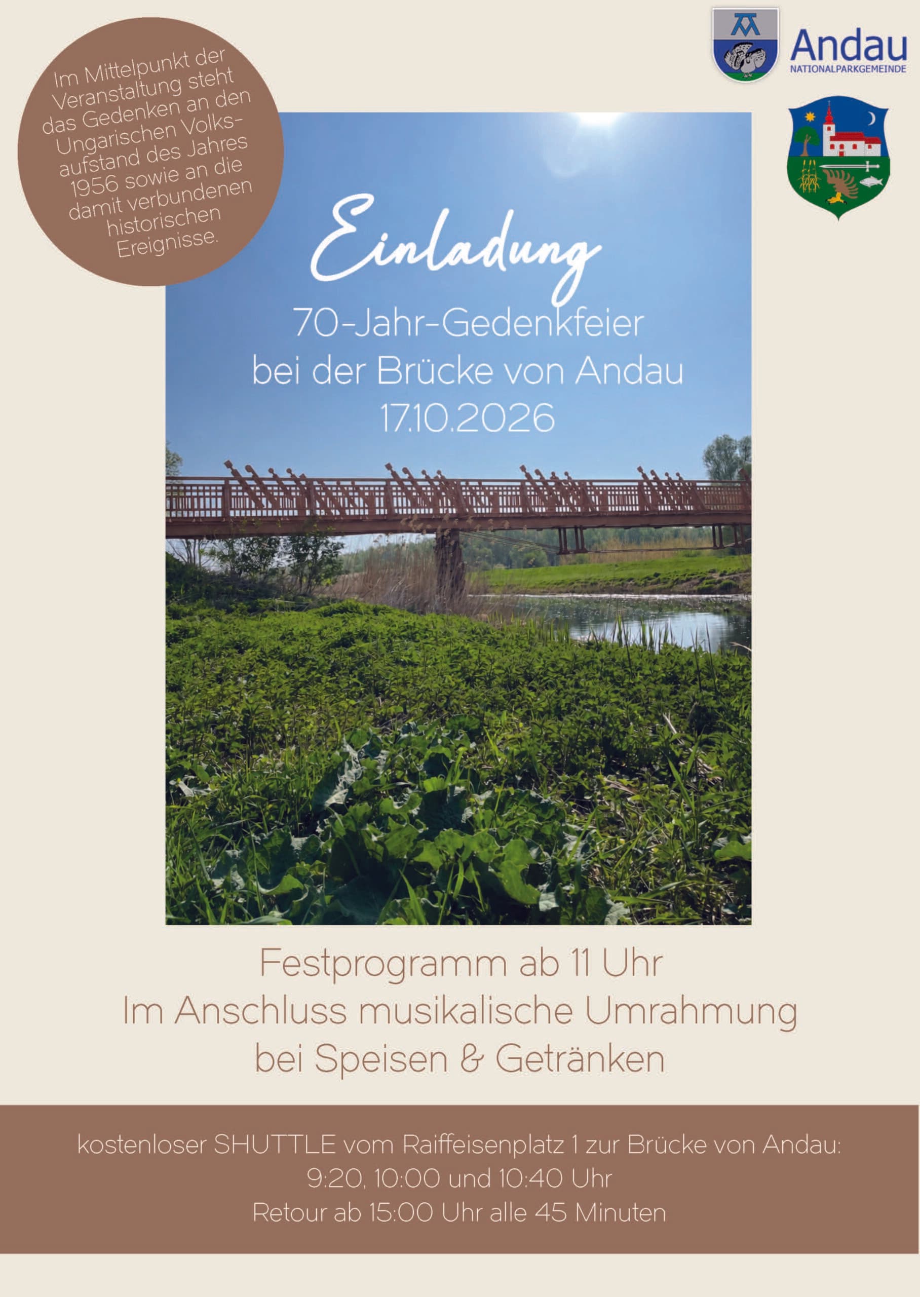 70-Jahr-Gedenkfeier bei der Brücke von Andau