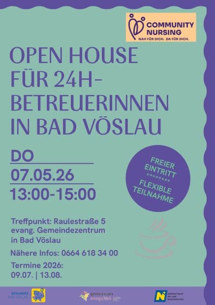 Donnerstag
        
        
        
    
        
        
                
            Open House für 24H-Betreuerinnen in Bad Vöslau