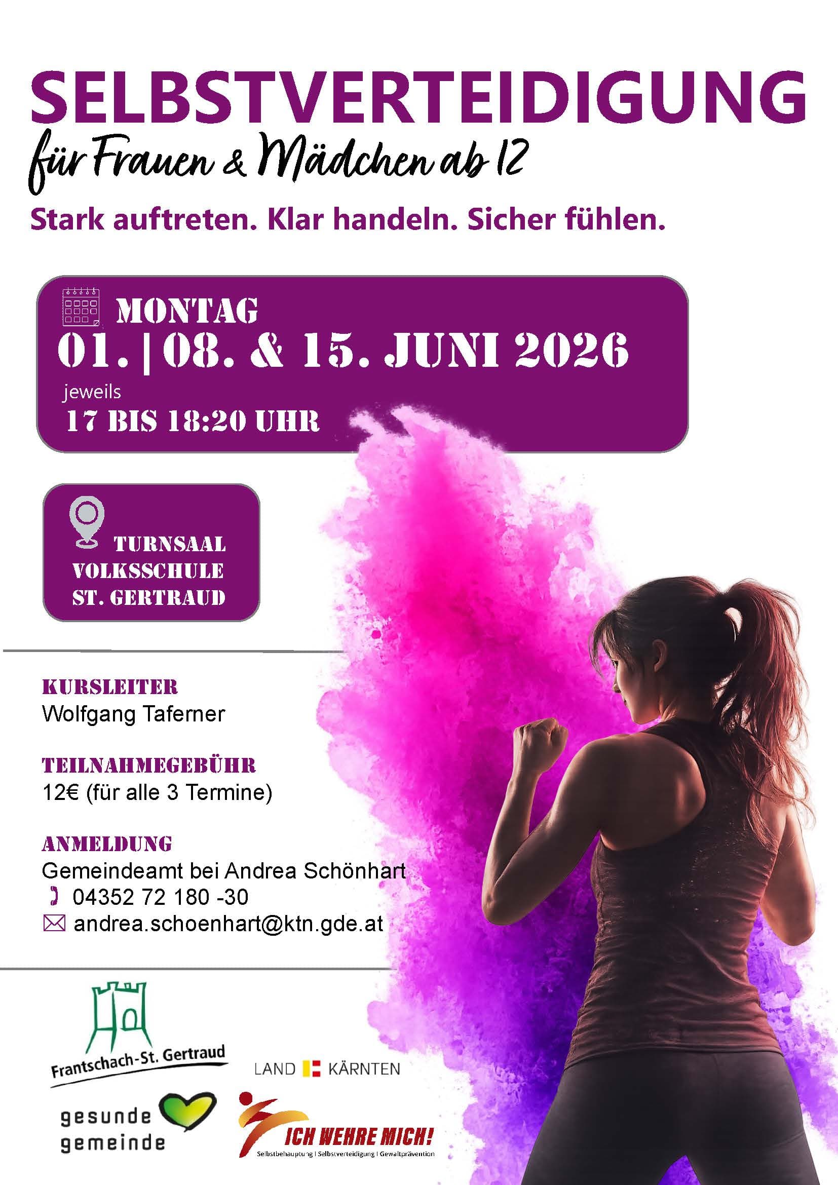 01 Juni Selbstverteidigungskurs für Frauen & Mädchen