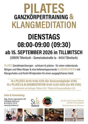PILATES Ganzkörpertraining dienstags ab 15. September 2026 in TILLMITSCH