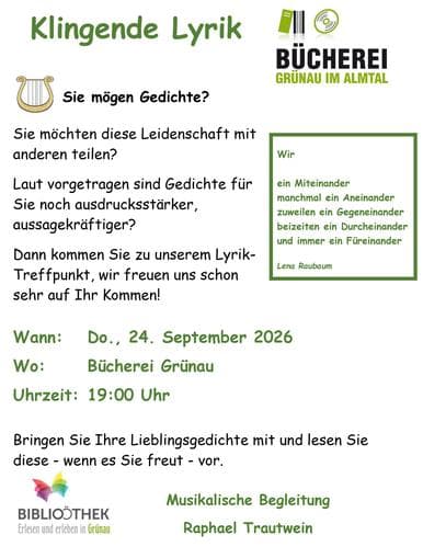 Klingende Lyrik in der Bücherei Grünau