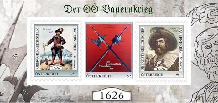 Sonderpostämter – 12 Sonderpostämter mit Briefmarken zu 400 Jahre Bauernkrieg in