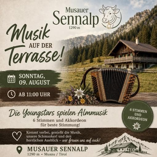 Musik auf der Terrasse - Musauer Sennalp