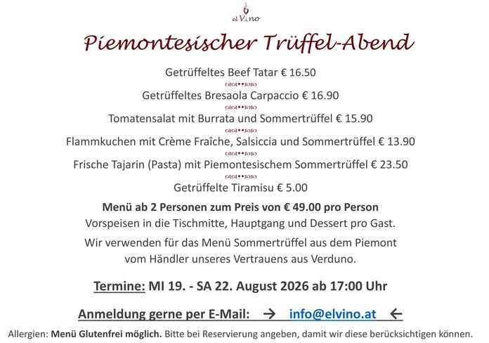 Piedmontese Truffle Evening - El Vino