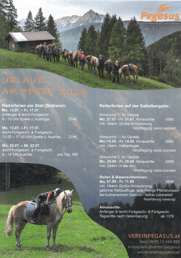 Reitferien auf der Sattelbergalm