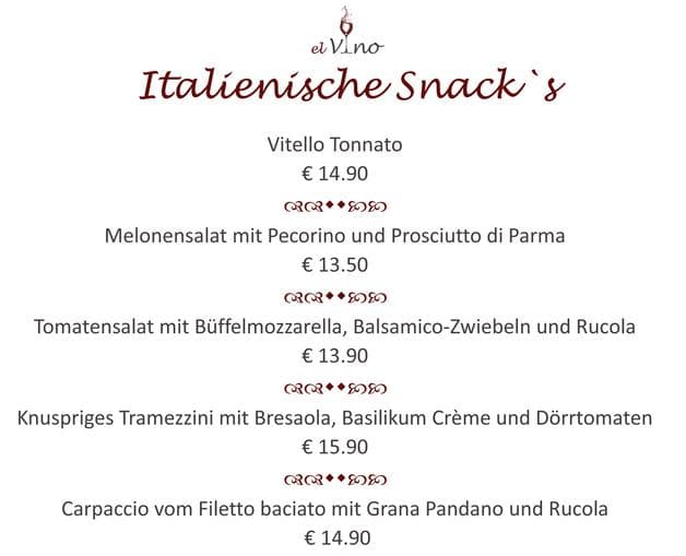 Italienische Snacks im El Vino