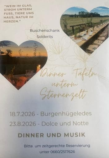 Dinner-Tafeln unterm Sternenzelt