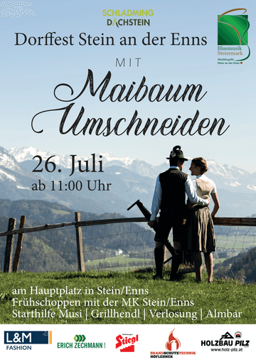 Dorffest mit Maibaum Umschneiden