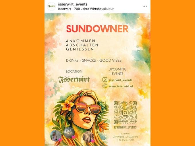 Sundowner beim Isserwirt in Lans