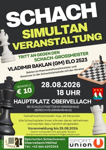 Einladung zur Schach SIMULTAN-VERANSTALTUNG