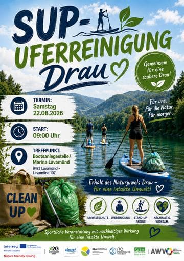 SUP-Uferreinigung auf der Drau