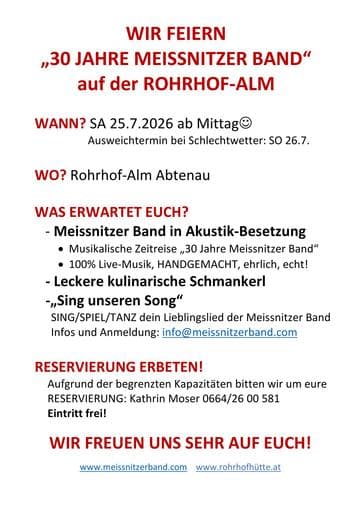 30 Jahre Meissnitzer Band auf der Rohrhof-Alm
