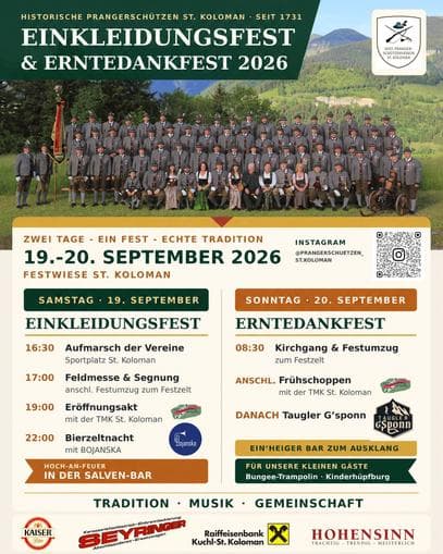 Einkleidungsfest der Historischen Prangerschützen St. Koloman