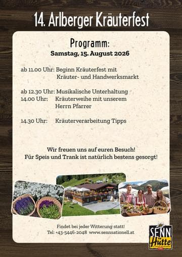 14. Arlberger Kräuterfest auf der Sennhütte