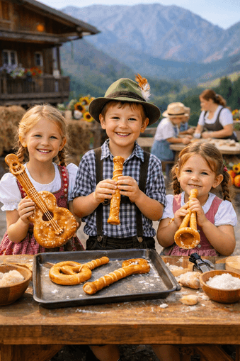 Instrumente aus Brezen-Teig backen