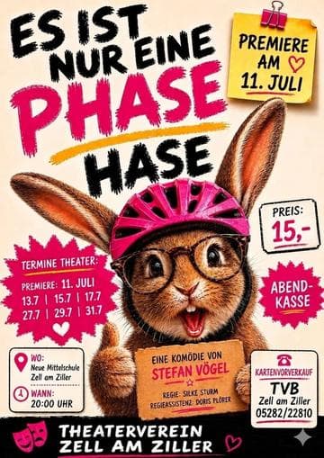 Theaterverein Zell am Ziller präsentiert "Es ist nur eine Phase Hase"
