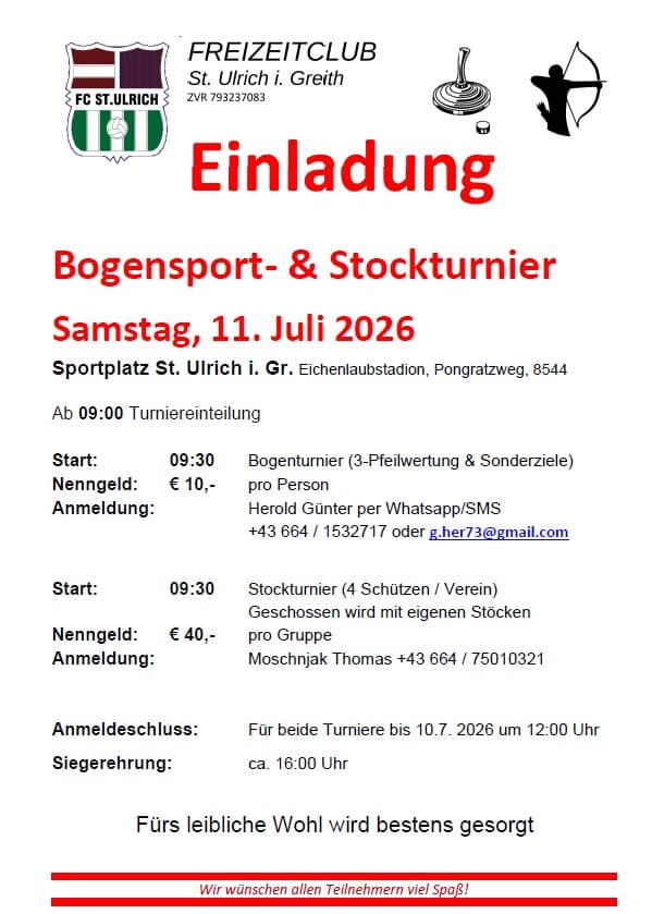 Bogensport- Stockturnier FC St. Ulrich