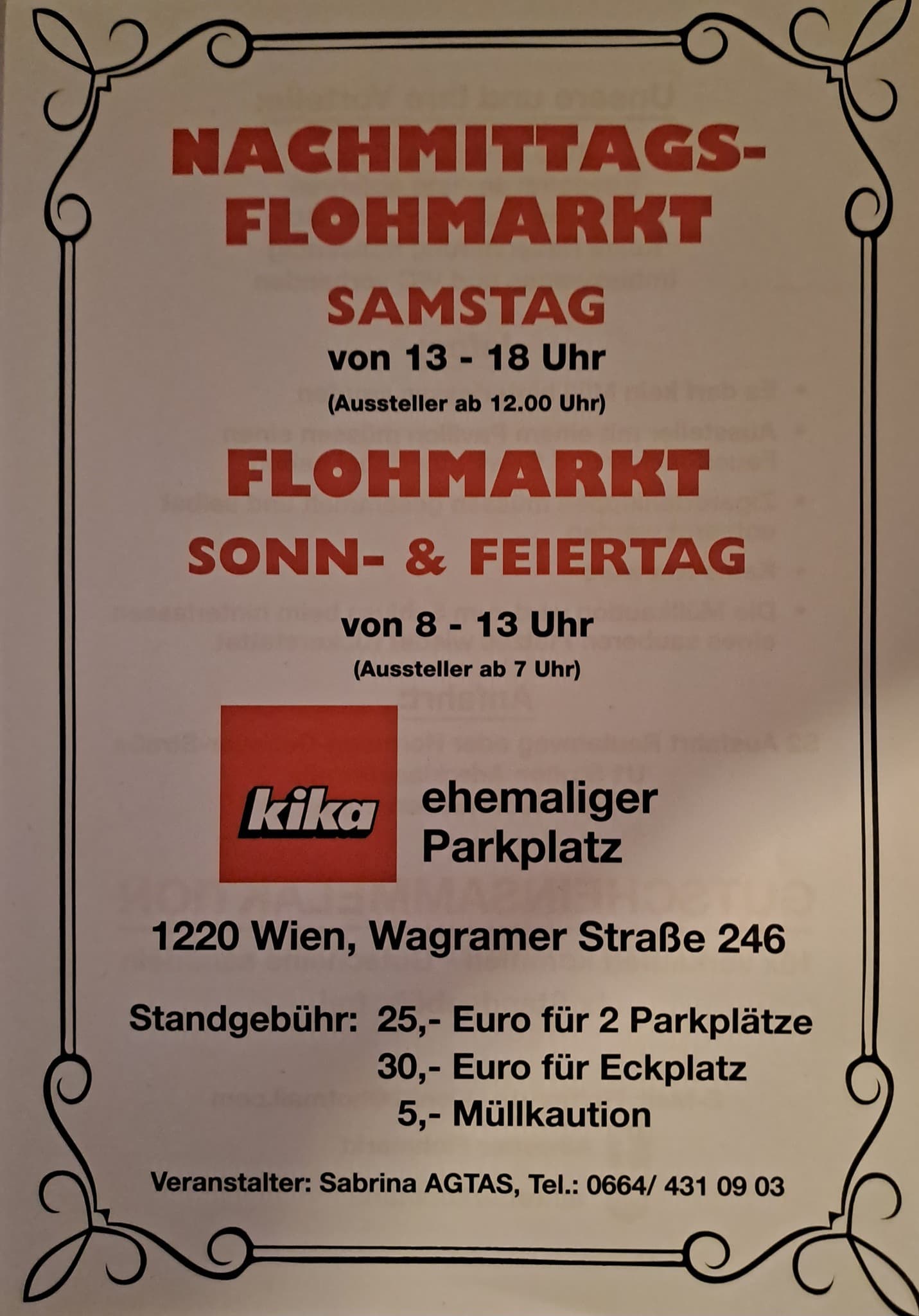 Flohmarkt für Langschläfer - KIKA- Parkplatz in 1220 Wien