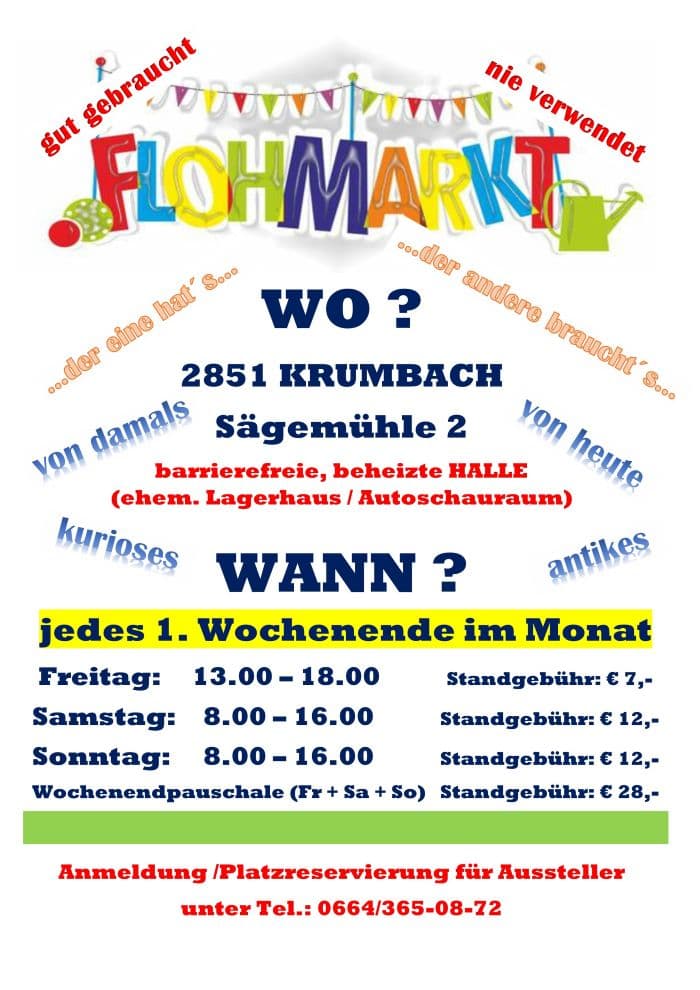 Flohmarkt Sägemühle / Krumbach in 2851 Krumbach NÖ