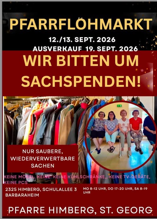 Großer Pfarrflohmarkt in 2325 Himberg bei Wien