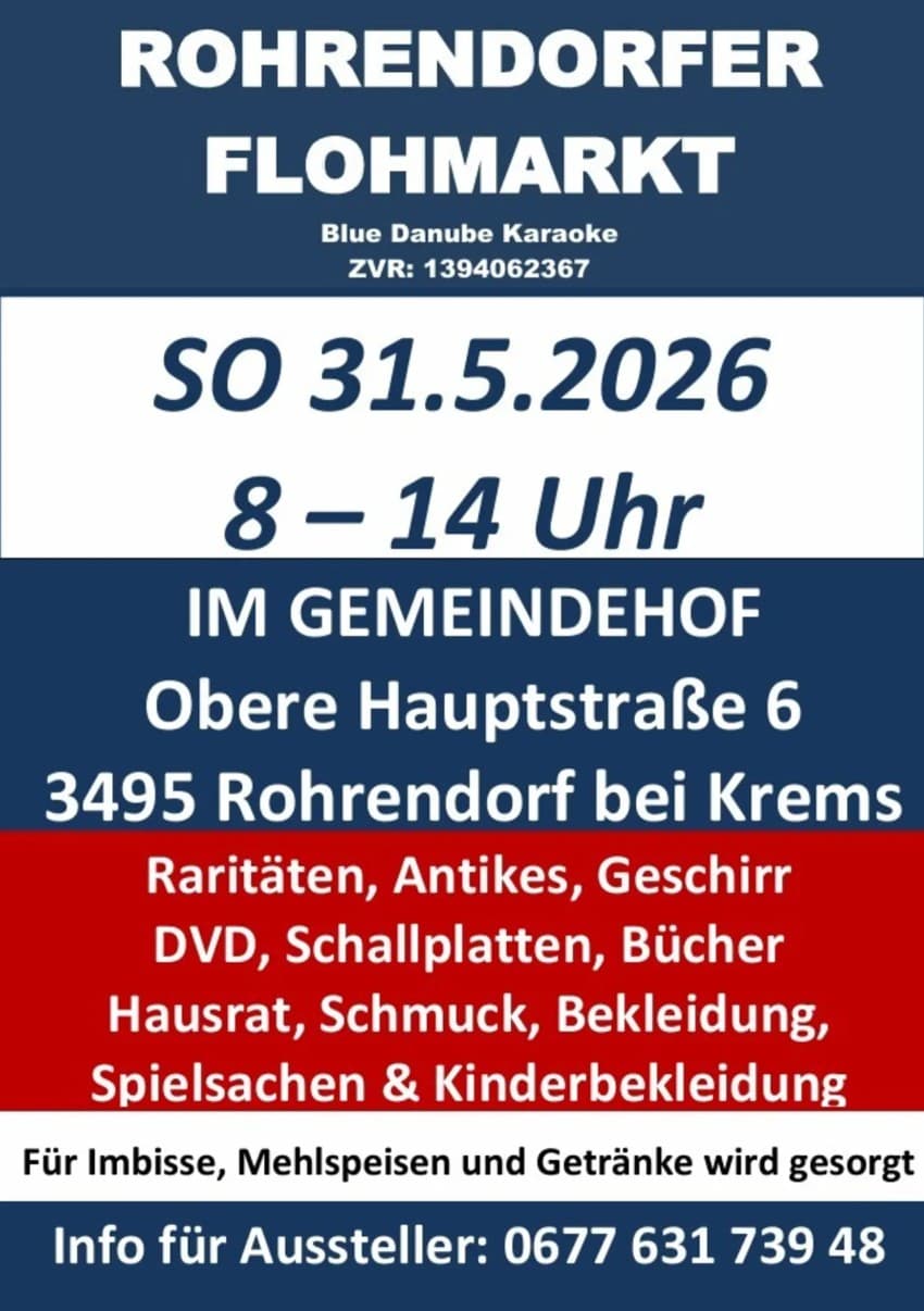 Rohrendorfer Flohmarkt im Gemeindehof in 3495 Rohrendorf bei Krems