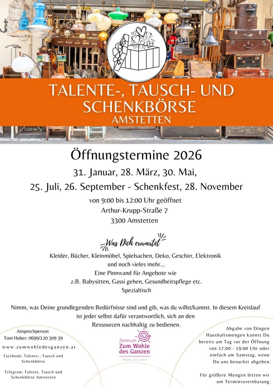 Talente- , Tausch- und Schenkbörse in 3300 Amstetten