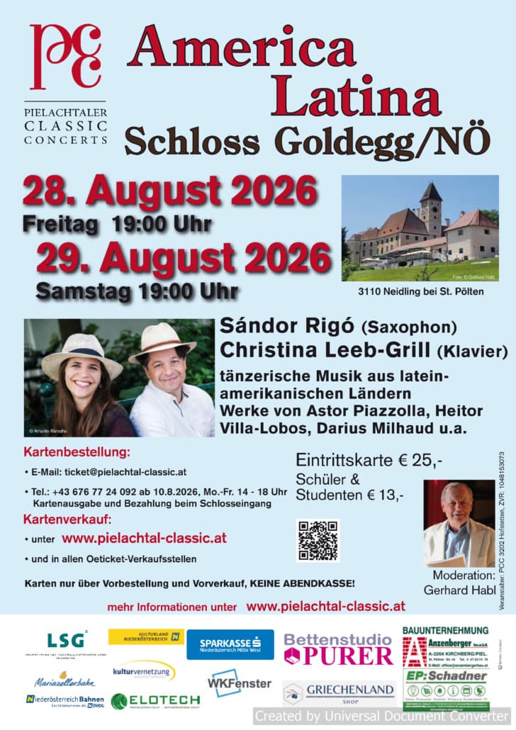 PCC-Schlosskonzerte in Goldegg/NÖ