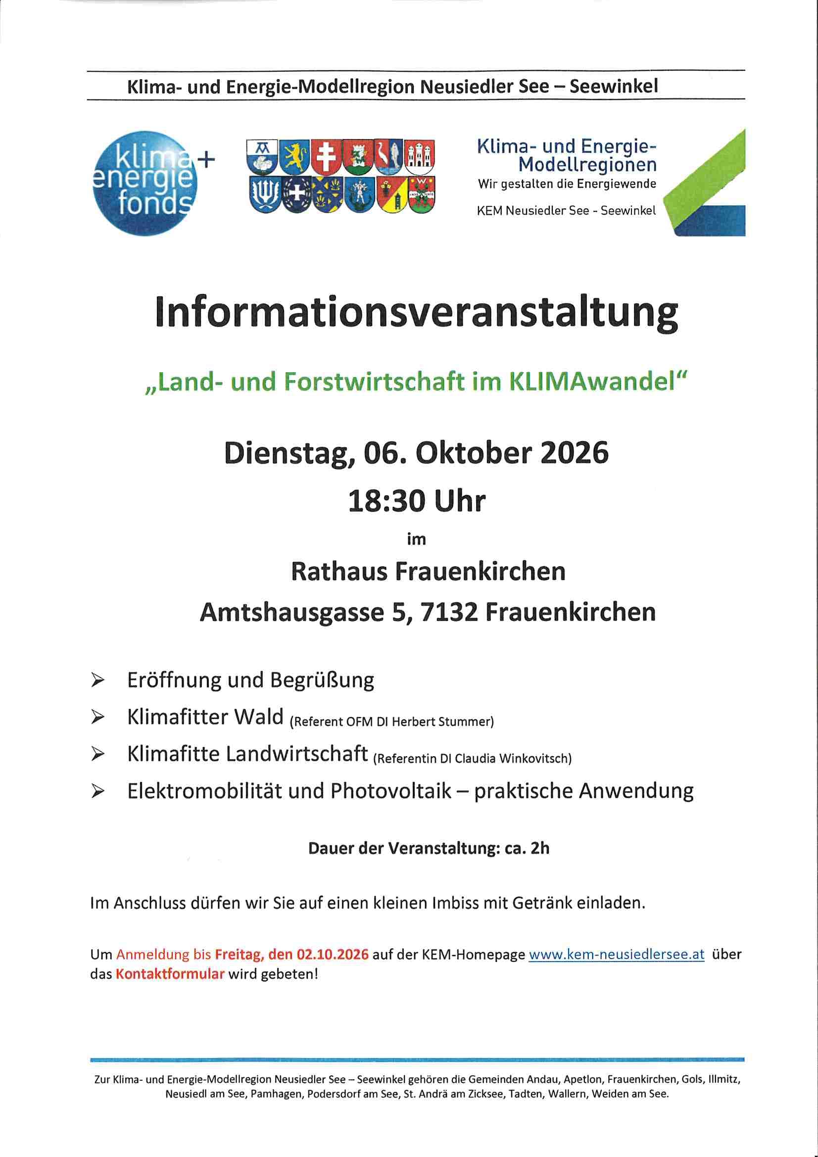 Informationsveranstaltung „Land-u- Forstwirtschaft im KLIMAwandel“