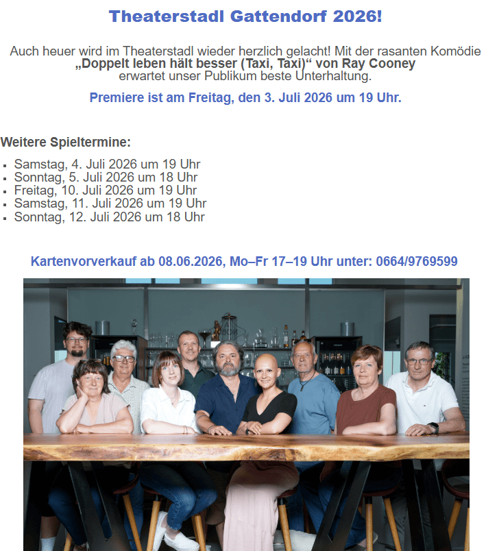 Theaterstadl Gattendorf "Doppelt leben hält besser (Taxi, Taxi)
