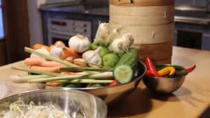 Asia Küche mit regionalen Lebensmitteln