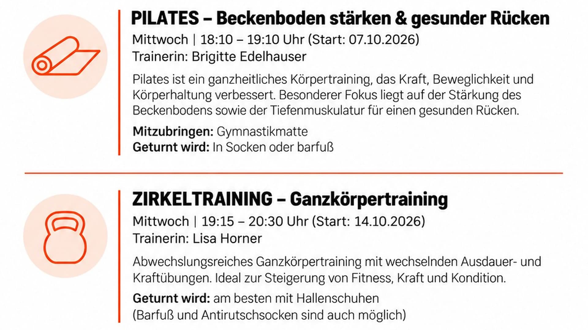 Pilates and/or Circuit Training