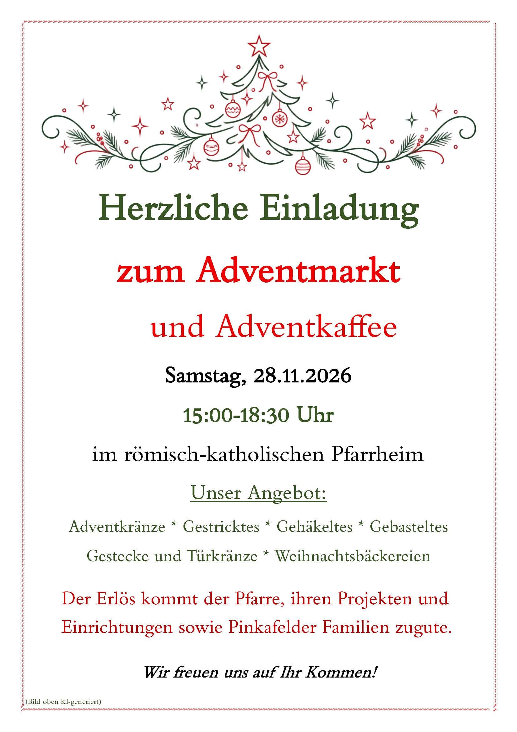 Adventmarkt und Adventkaffee der röm. kath. Kirche