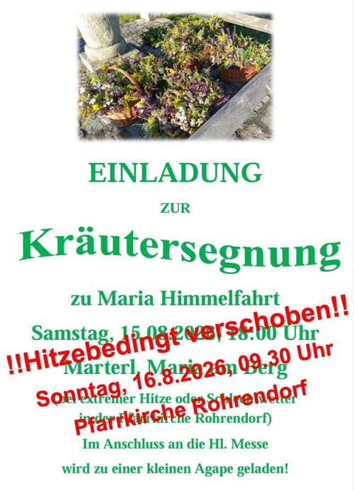 Kräutersegnung zu Maria Himmelfahrt - Hitzebedingt verschoben