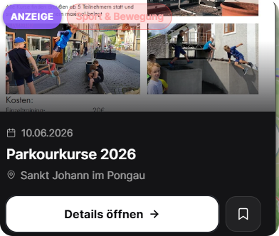 Vorschau eines geboosteten Events auf der Karte mit Anzeige-Kennzeichnung